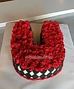Kırmızı Çiçekli Harf Pasta