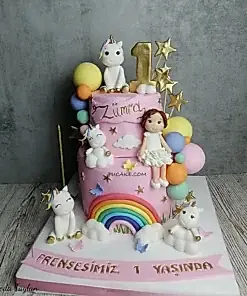 Unicorn Sevimli Kız Pasta